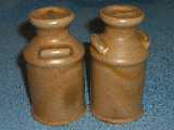 Milk Can shakers glazed brown satin